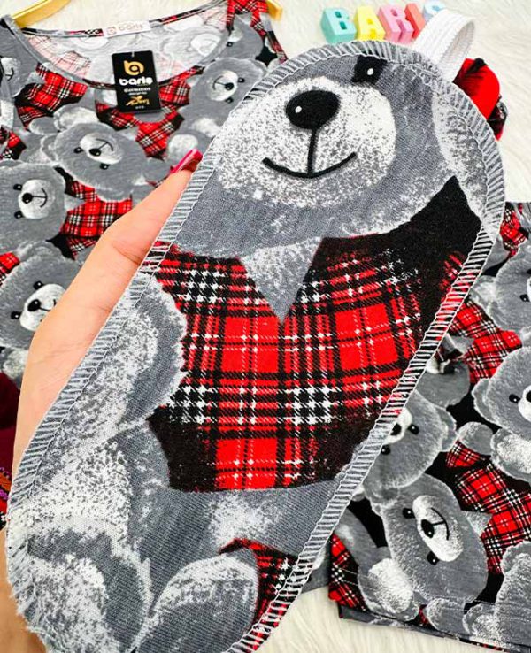 ست تاپ شرتک زنانه خرس طوسی